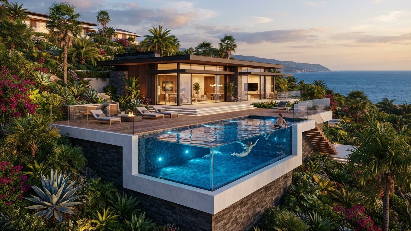Modern Swimming Pool Concept 15 Swimming Pools futuristic concept visualisation modern home. Images Created by www.future-home.shop