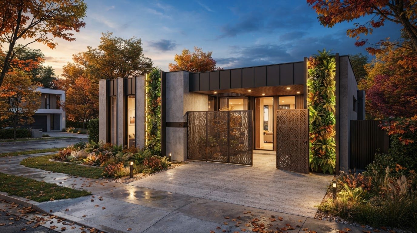 Futuristic Front Yard Concept 29 Front Yard futuristic concept visualisation modern home. Images Created by www.future-home.shop