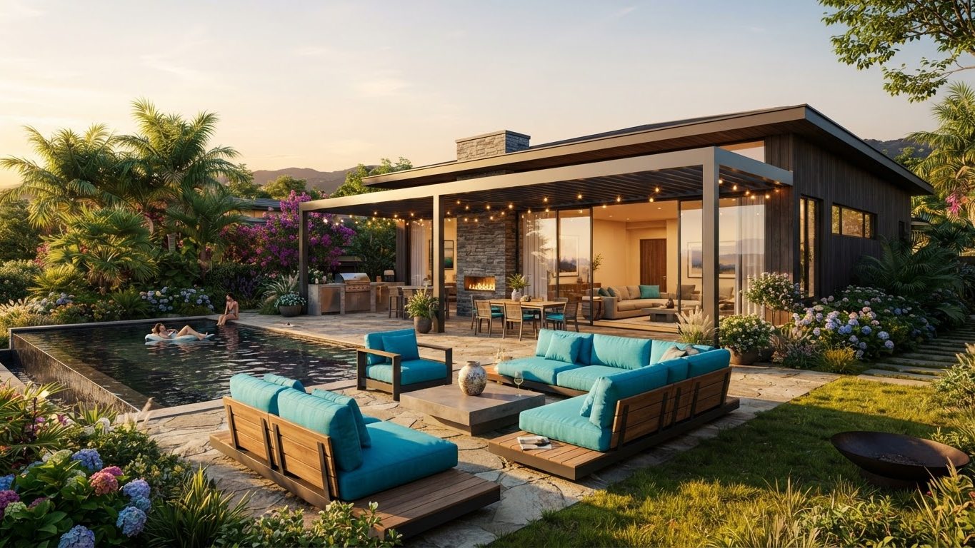 Outdoor Furniture Concept 29 Outdoor Furniture futuristic concept visualisation modern home and. Images Created by www.future-home.shop