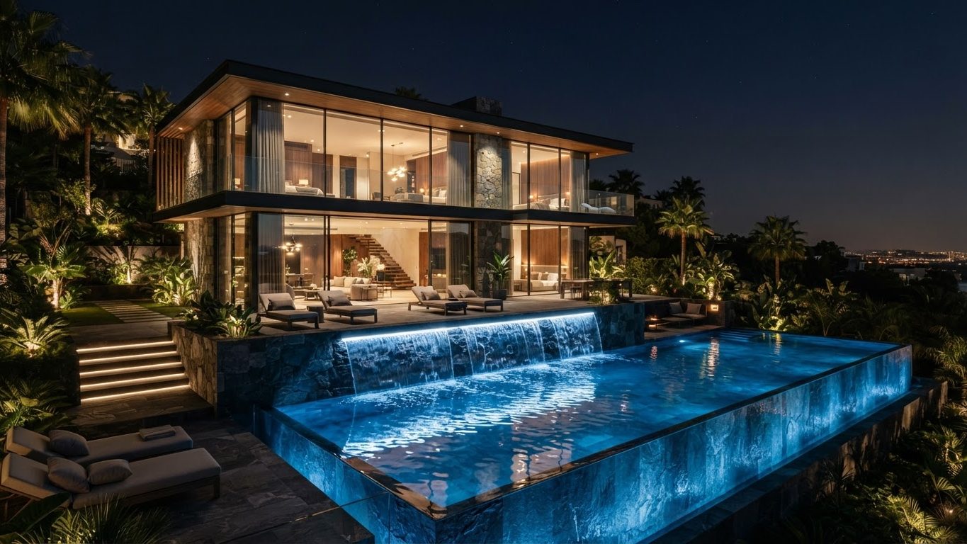 Modern Swimming Pool Concept 09 Swimming Pools futuristic concept visualisation modern home. Images Created by www.future-home.shop