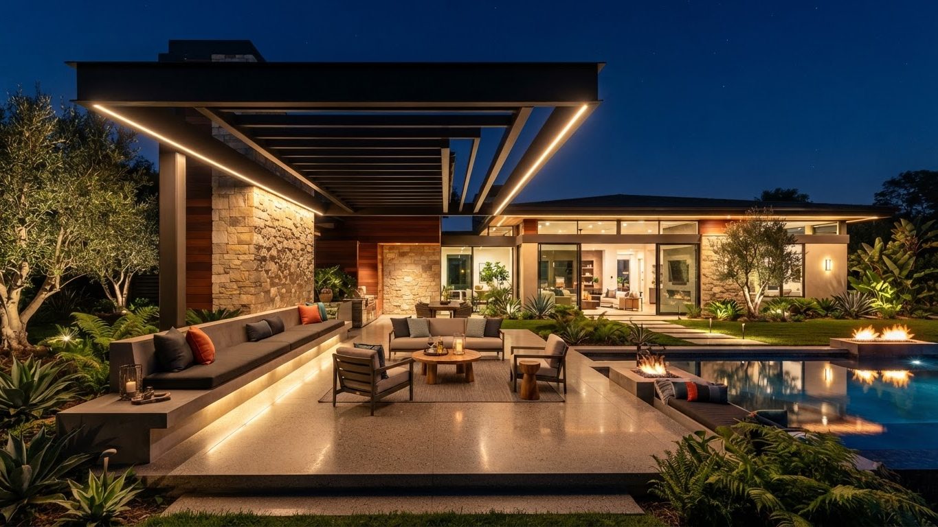 Pergola & Patio Concept 17 Pergolas & Patios futuristic concept visualisation modern. Images Created by www.future-home.shop