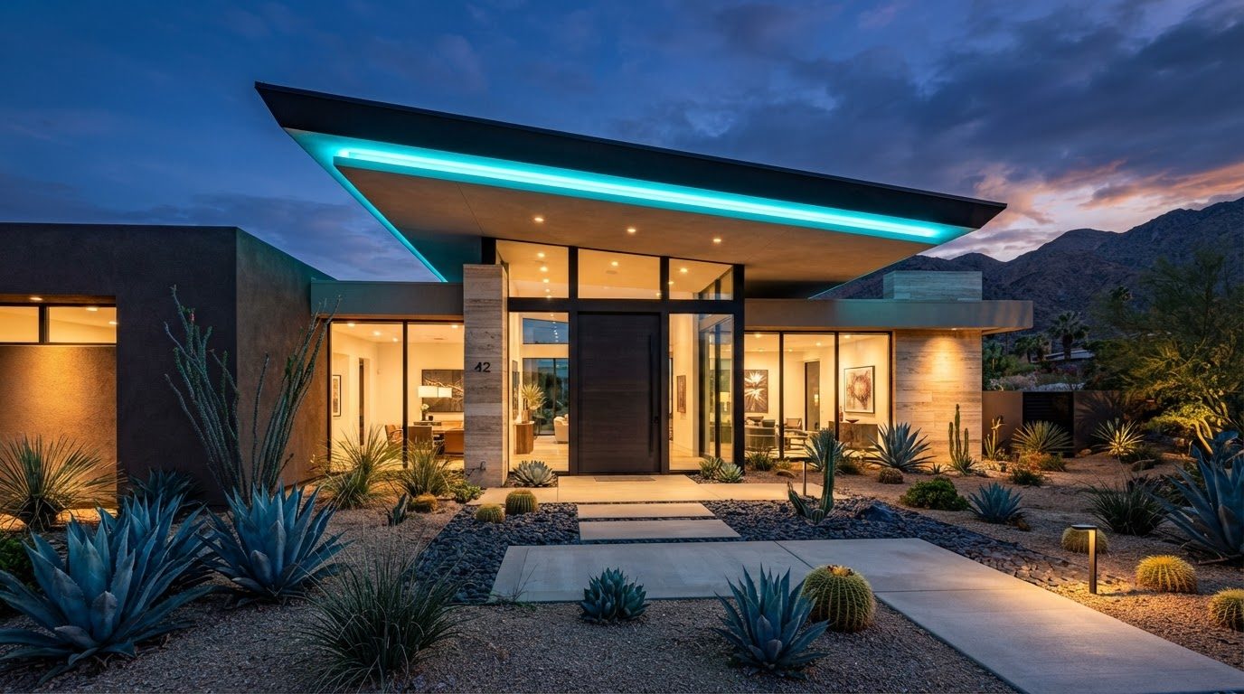 Futuristic Front Yard Concept 05 Front Yard futuristic concept visualisation modern home. Images Created by www.future-home.shop