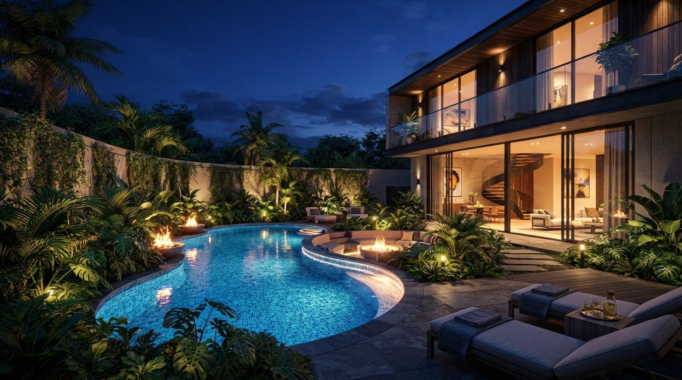 Futuristic Backyard Concept 03 Back Yard futuristic concept visualisation modern home and. Images Created by www.future-home.shop