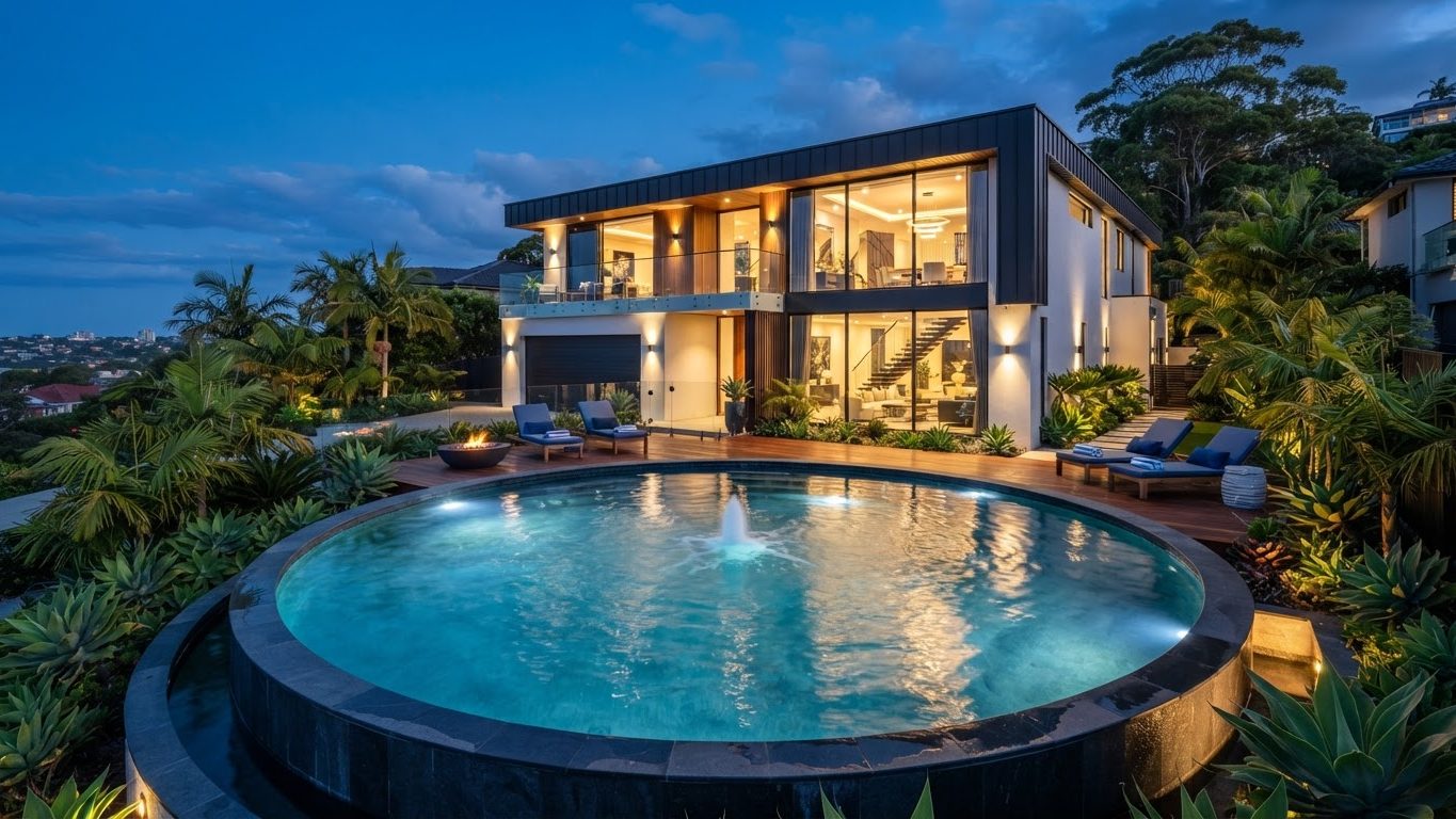 Modern Swimming Pool Concept 08 Swimming Pools futuristic concept visualisation modern home. Images Created by www.future-home.shop