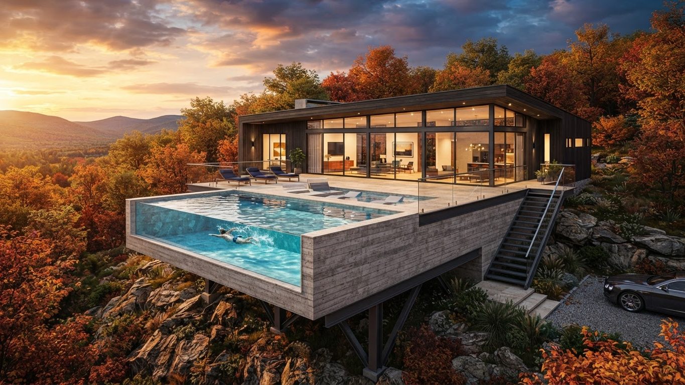 Modern Swimming Pool Concept 35 Swimming Pools futuristic concept visualisation modern home. Images Created by www.future-home.shop