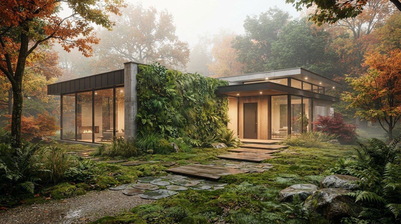Futuristic Front Yard Concept 26 Front Yard futuristic concept visualisation modern home. Images Created by www.future-home.shop