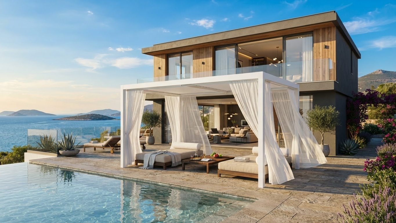 Pergola & Patio Concept 04 Pergolas & Patios futuristic concept visualisation modern. Images Created by www.future-home.shop