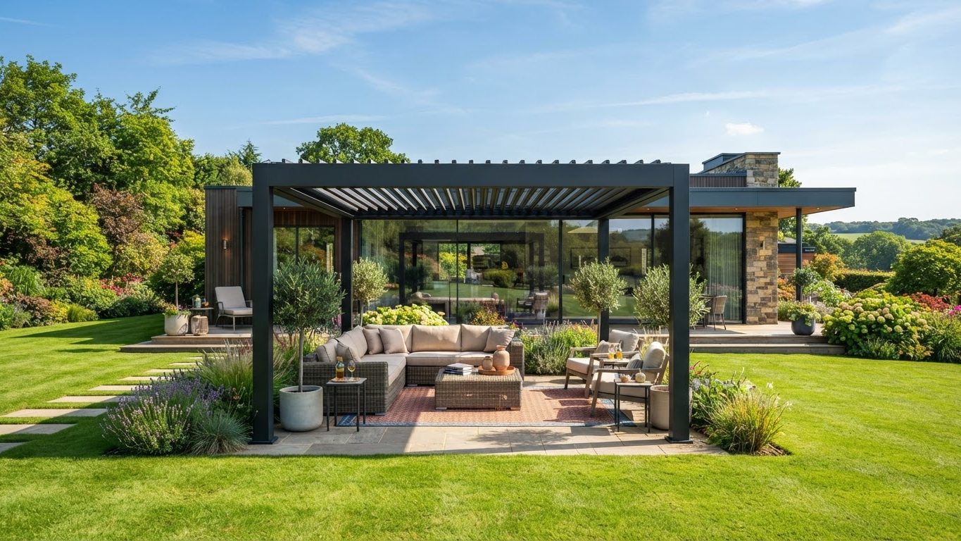 Pergola & Patio Concept 15 Pergolas & Patios futuristic concept visualisation modern. Images Created by www.future-home.shop