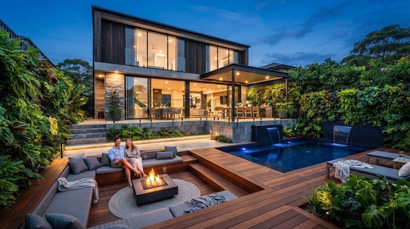 Futuristic Backyard Concept 04 Back Yard futuristic concept visualisation modern home and. Images Created by www.future-home.shop