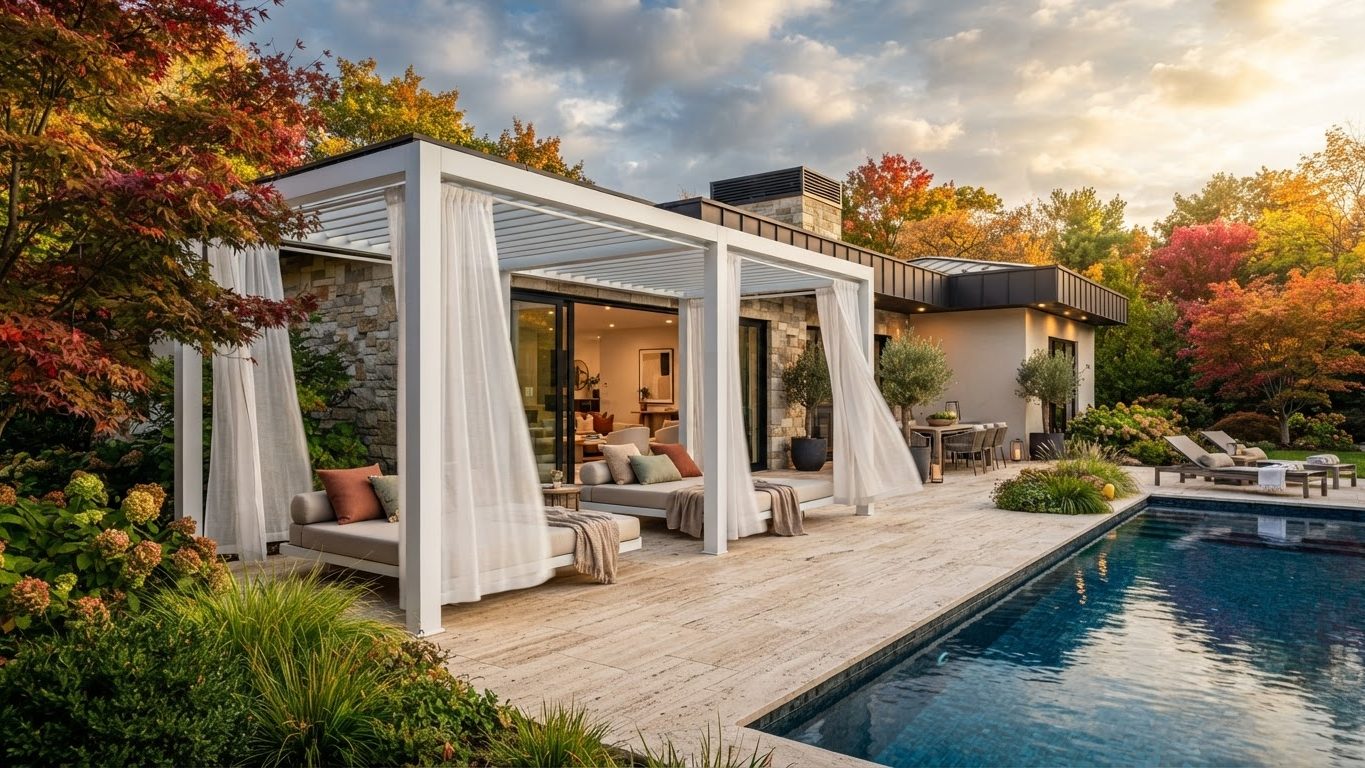 Pergola & Patio Concept 24 Pergolas & Patios futuristic concept visualisation modern. Images Created by www.future-home.shop