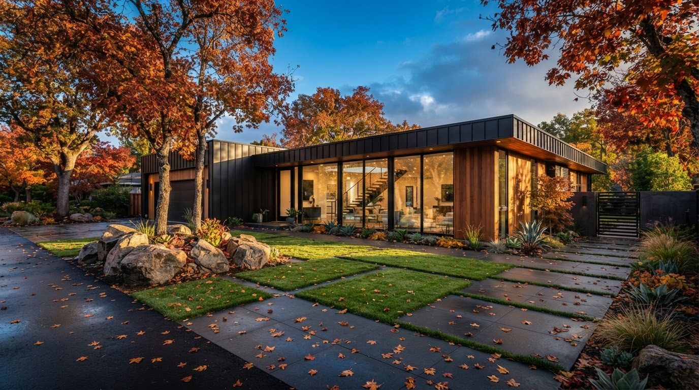 Futuristic Front Yard Concept 30 Front Yard futuristic concept visualisation modern home. Images Created by www.future-home.shop