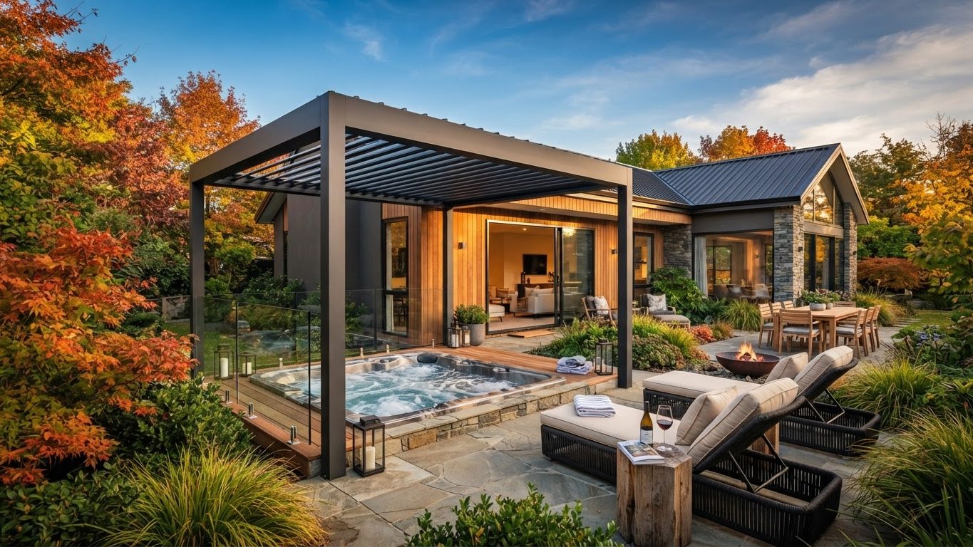 Pergola & Patio Concept 29 Pergolas & Patios futuristic concept visualisation modern. Images Created by www.future-home.shop
