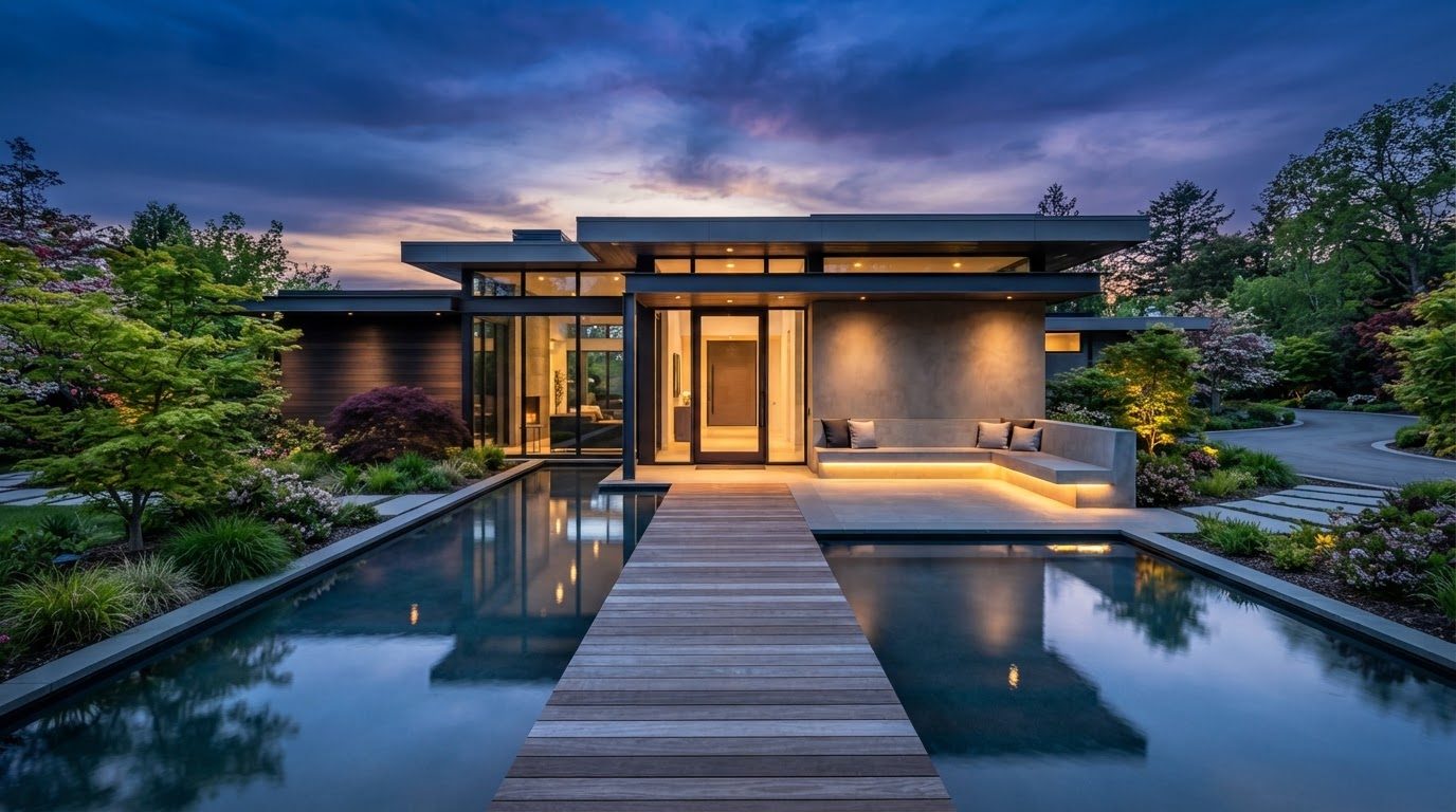 Futuristic Front Yard Concept 31 Front Yard futuristic concept visualisation modern home. Images Created by www.future-home.shop