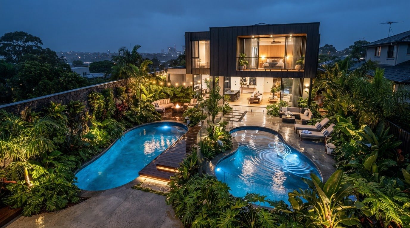Futuristic Backyard Concept 23 Back Yard futuristic concept visualisation modern home and. Images Created by www.future-home.shop