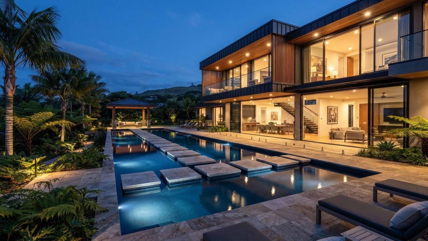 Modern Swimming Pool Concept 04 Swimming Pools futuristic concept visualisation modern home. Images Created by www.future-home.shop