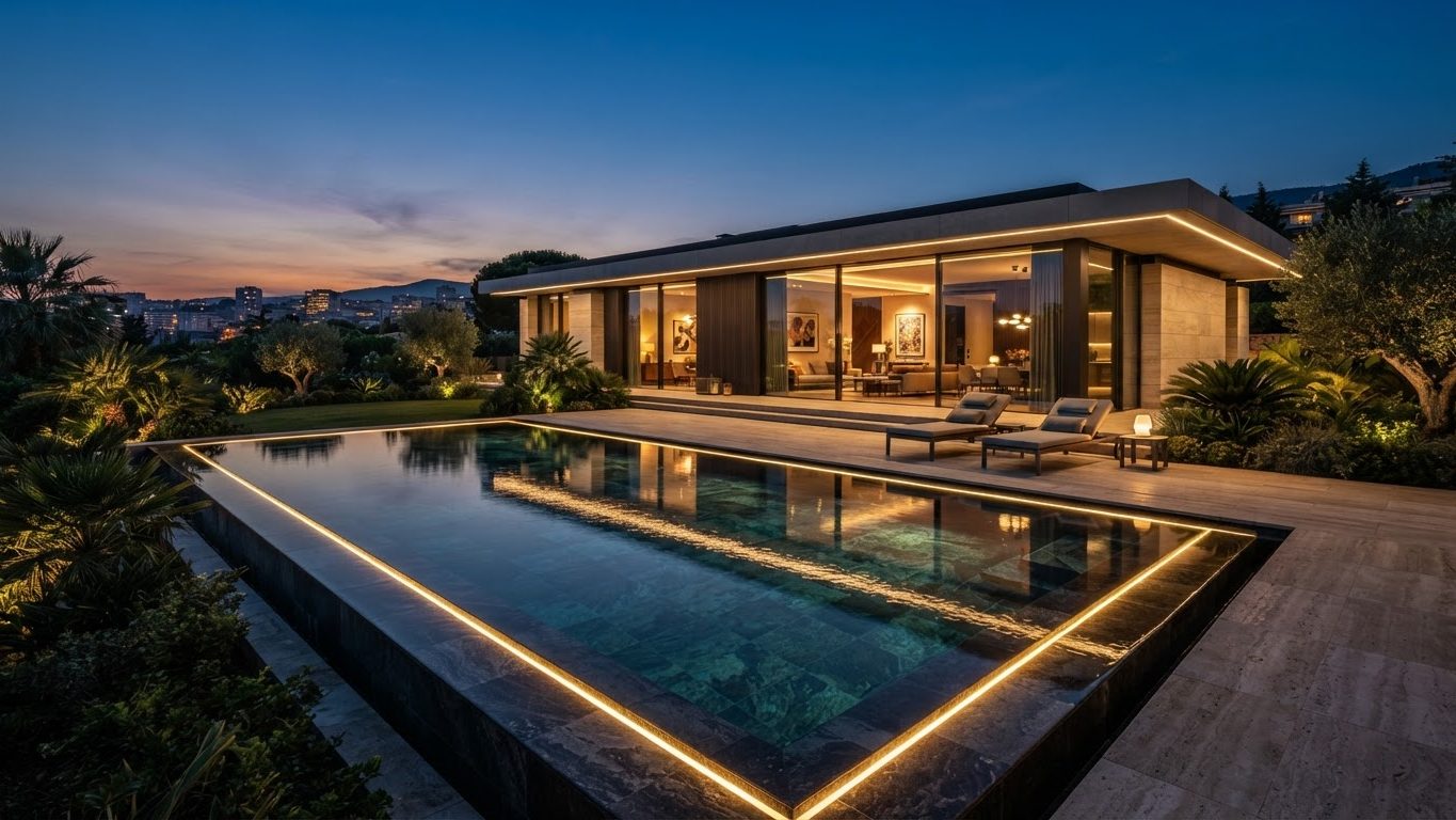 Modern Swimming Pool Concept 01 Swimming Pools futuristic concept visualisation modern home. Images Created by www.future-home.shop