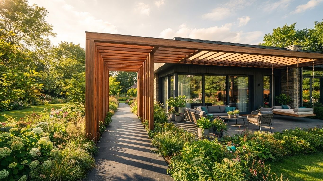 Pergola & Patio Concept 34 Pergolas & Patios futuristic concept visualisation modern. Images Created by www.future-home.shop