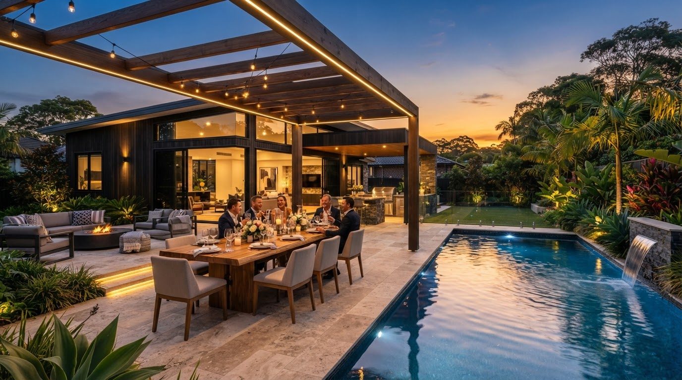 Futuristic Backyard Concept 17 Back Yard futuristic concept visualisation modern home and. Images Created by www.future-home.shop