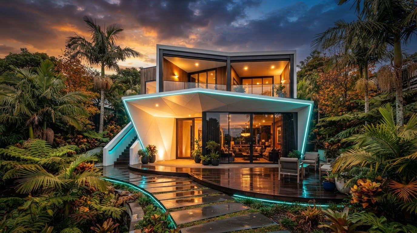 Futuristic Front Yard Concept 33 Front Yard futuristic concept visualisation modern home. Images Created by www.future-home.shop