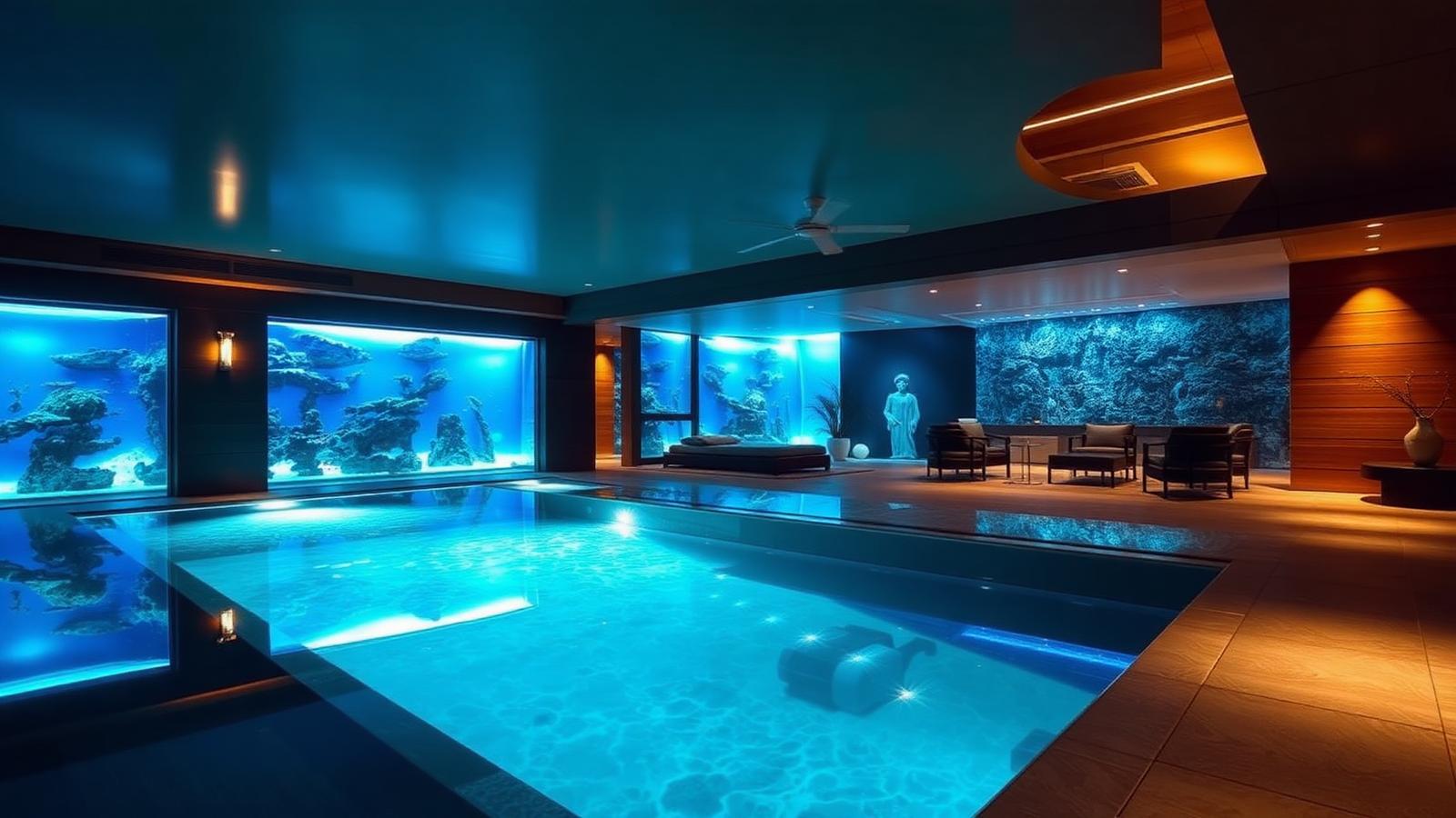 Living Inside The Water: Glass Floors, Submerged Rooms And Aquarium Walls futuristic. Images Created by www.Future-Home.Shop