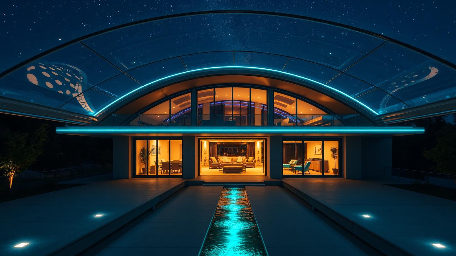Kinetic Roofs And Open-Sky Living: A House That Can Simply Fold Away. Images Created by www.Future-Home.Shop