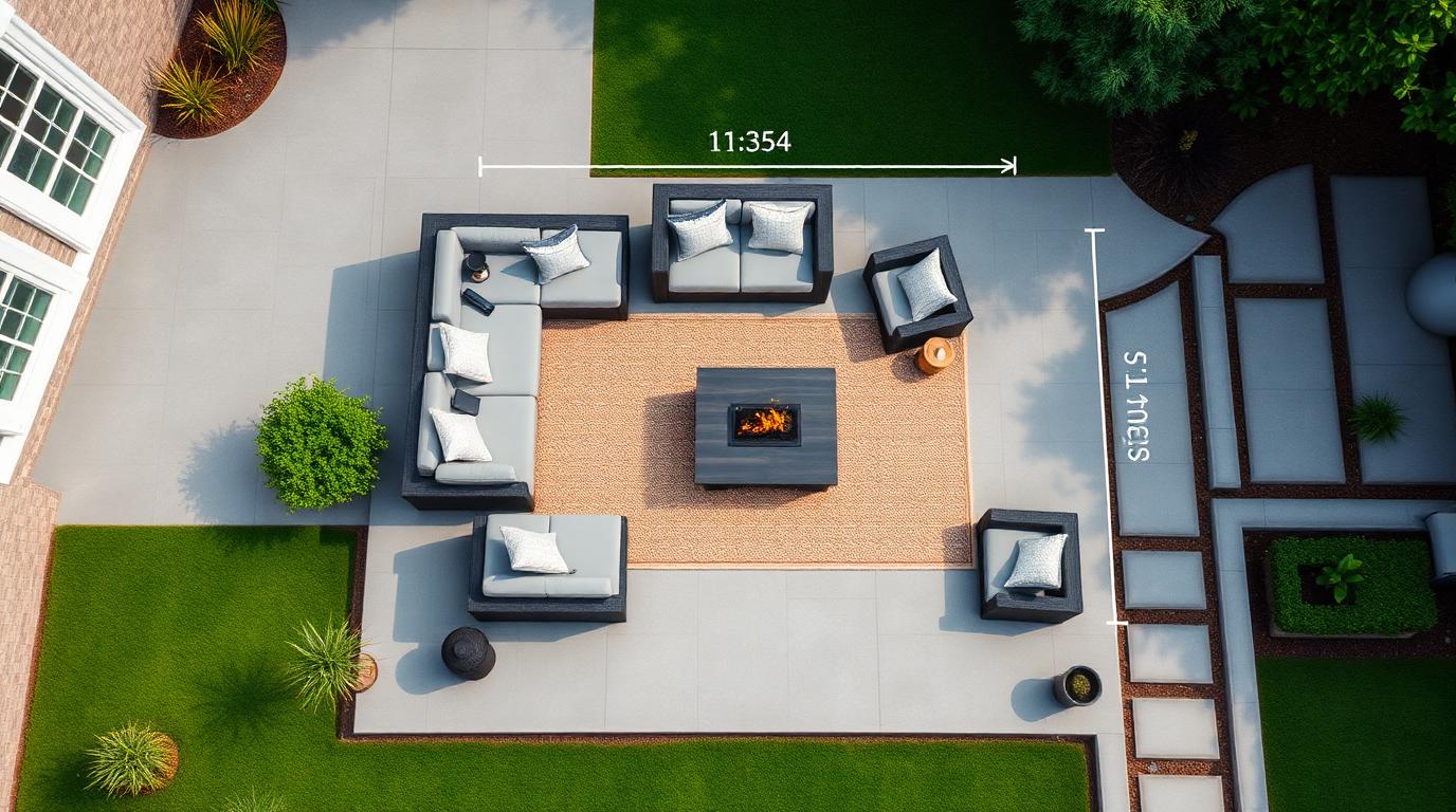 Choosing Size Outdoor Furniture design concept visualisation photo modern home and garden. Images Created by www.future-home.shop