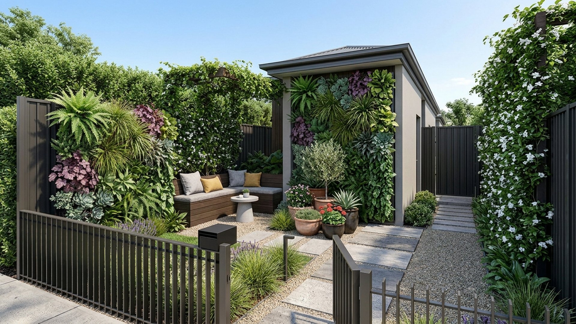 Compact Home Designs design concept visualisation photo modern home and garden landscaping. Images Created by www.future-home.shop