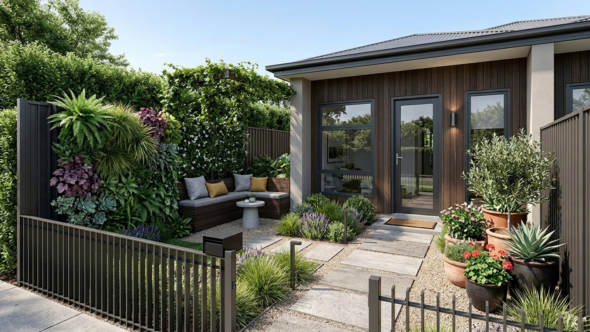Compact Home Designs design concept visualisation photo modern home and garden landscaping. Images Created by www.future-home.shop