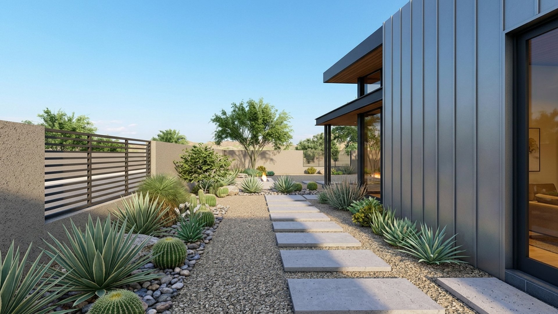 Desert Home Designs design concept visualisation photo modern home and garden landscaping. Images Created by www.future-home.shop