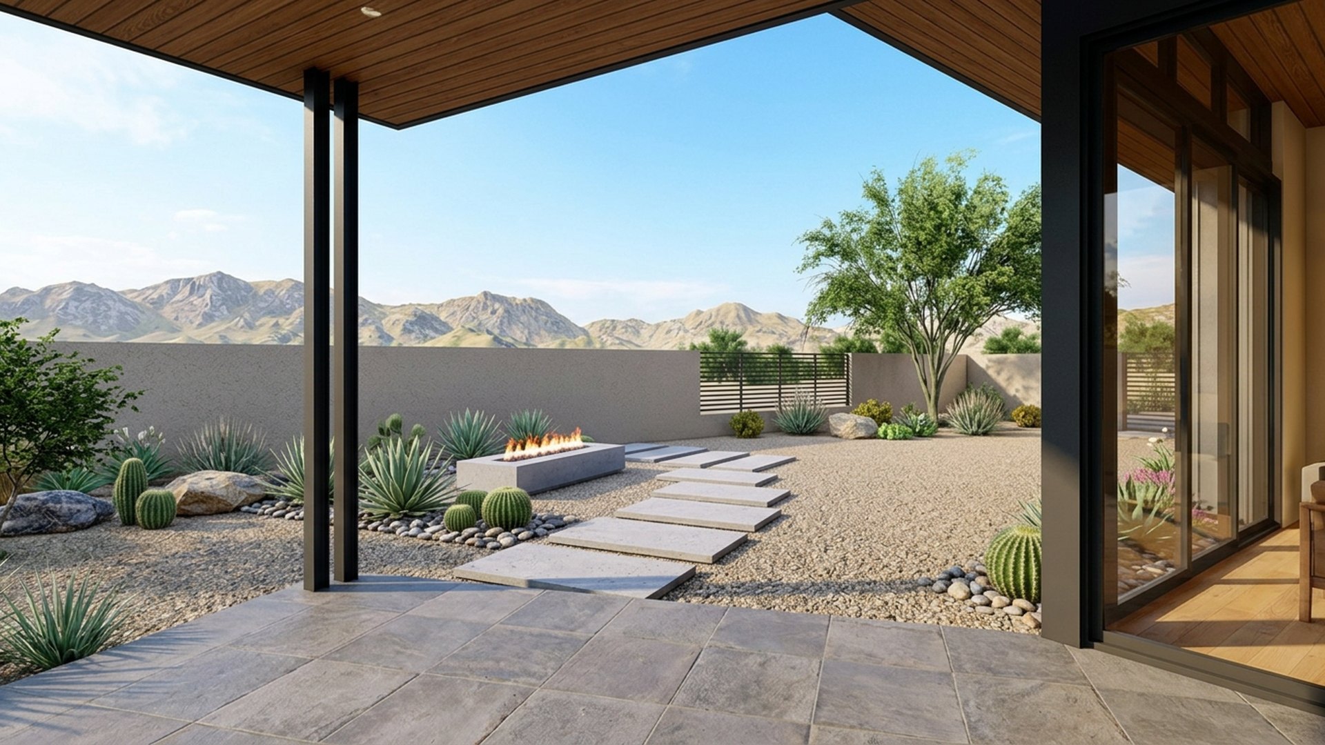Desert Home Designs design concept visualisation photo modern home and garden landscaping. Images Created by www.future-home.shop