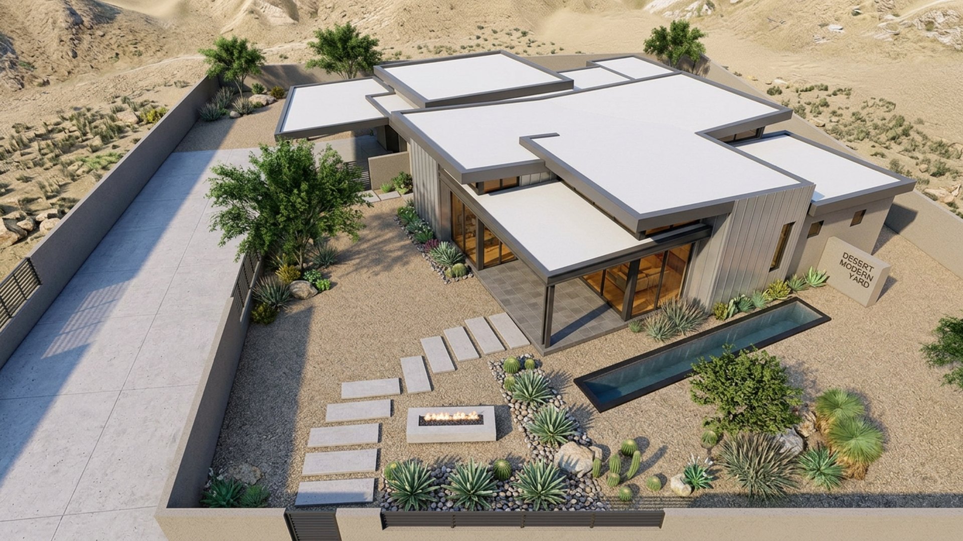 Desert Home Designs design concept visualisation photo modern home and garden landscaping. Images Created by www.future-home.shop