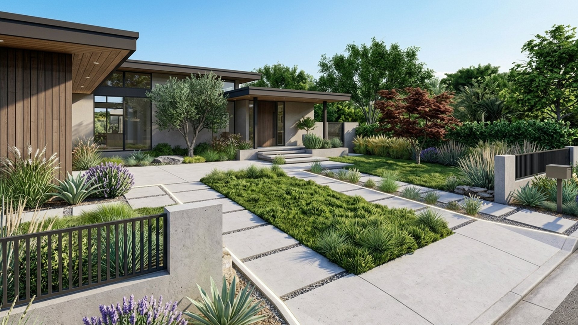 Driveway Home Designs design concept visualisation photo modern home and garden landscaping. Images Created by www.future-home.shop