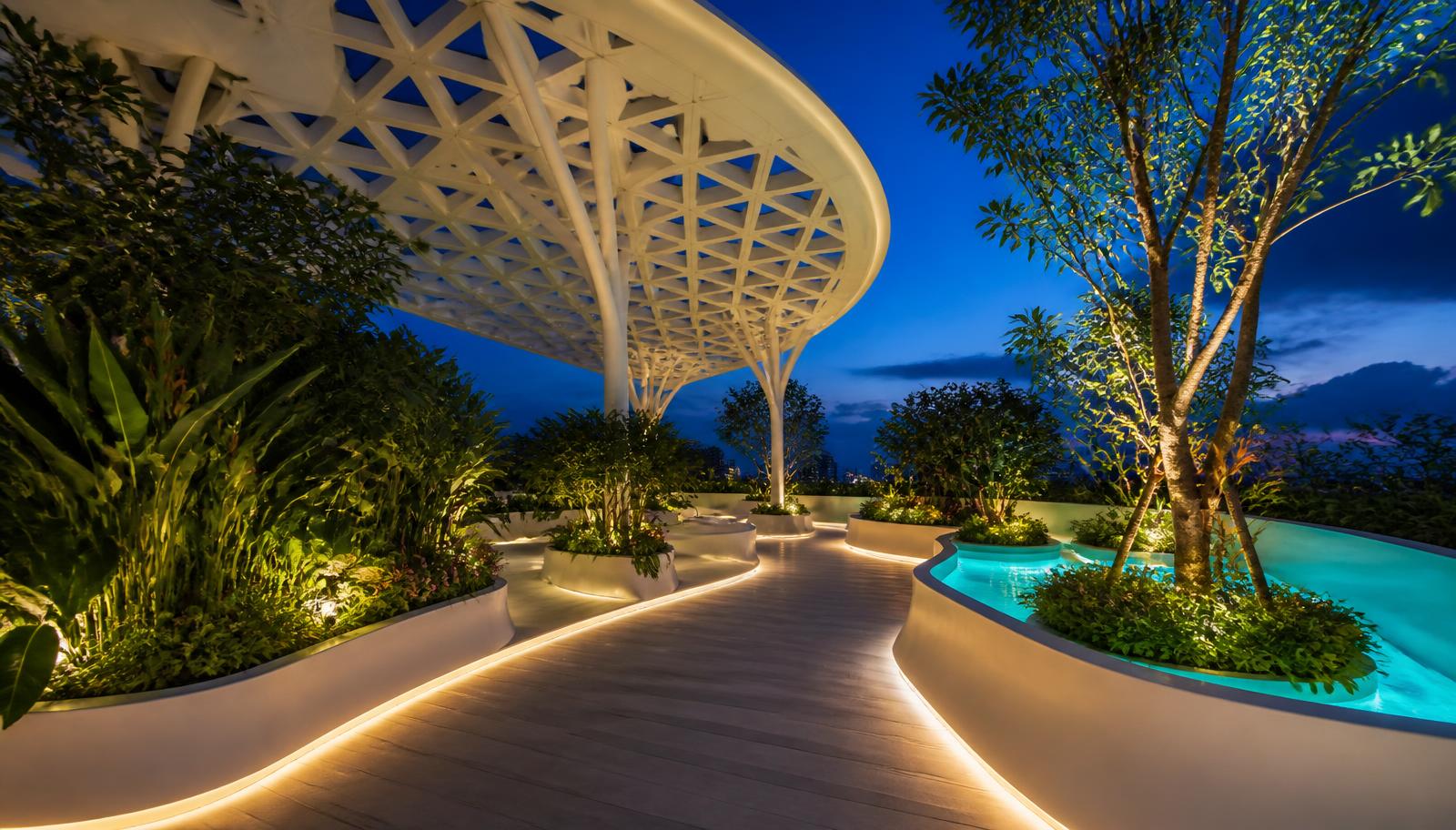 28 Future Garden Concepts that Wow Audiences feature article Twenty eight large format future garden concepts, including ten night-time transformations. Images Created by www.future-home.shop