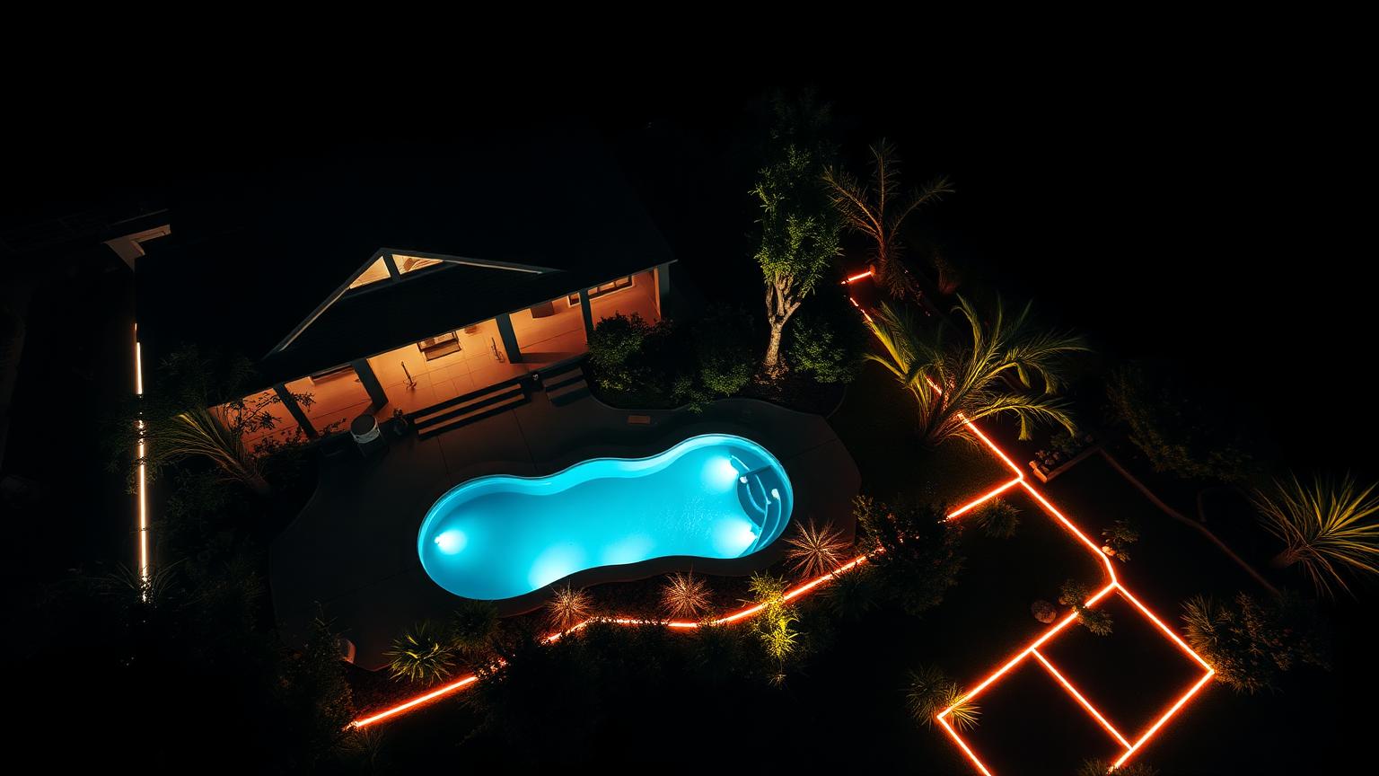 Light-embedded paths and luminous arbours modern home and garden landscaping design ideas. Images Created by www.future-home.shop