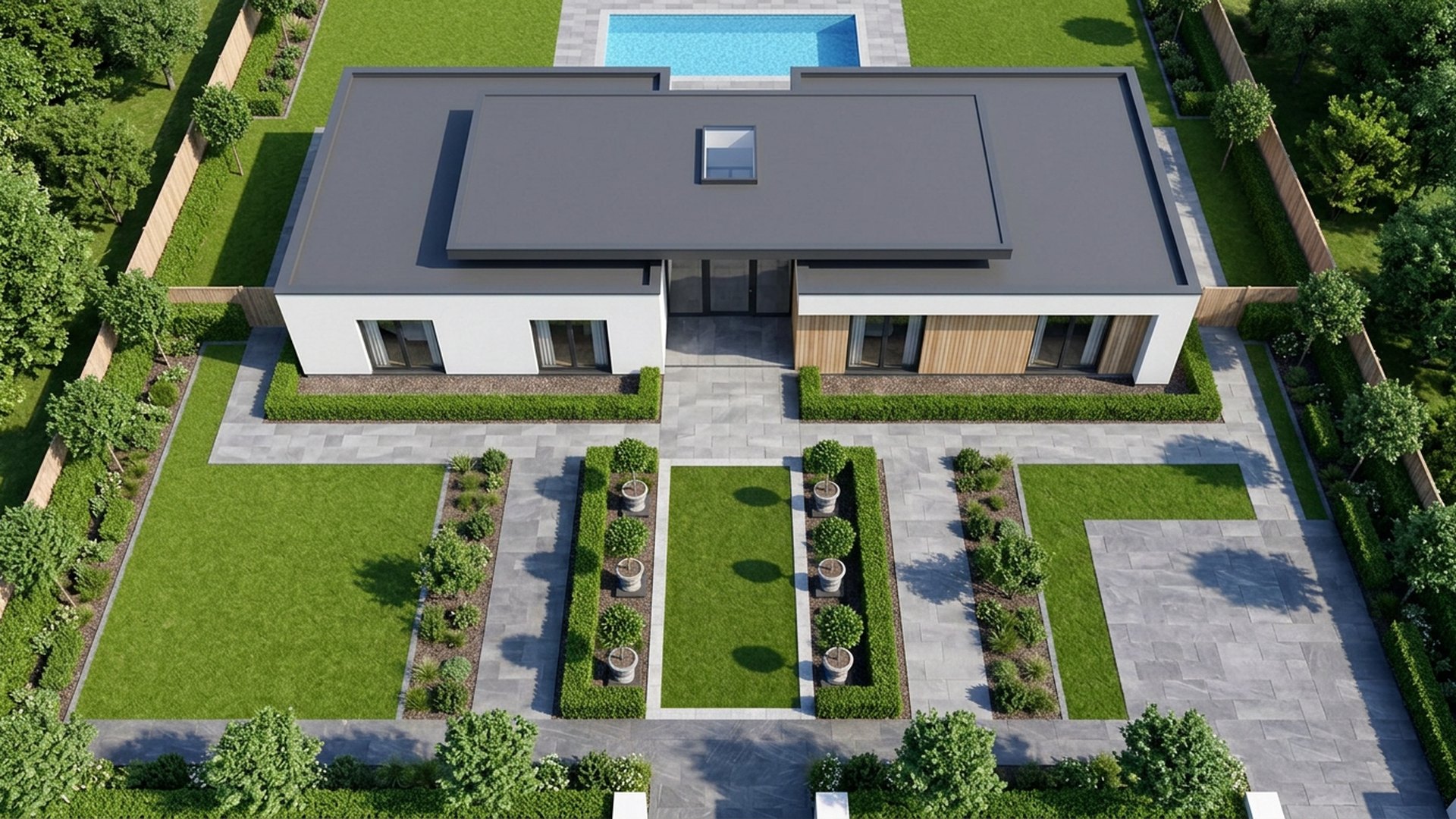 Formal Home Designs design concept visualisation photo modern home and garden landscaping. Images Created by www.future-home.shop