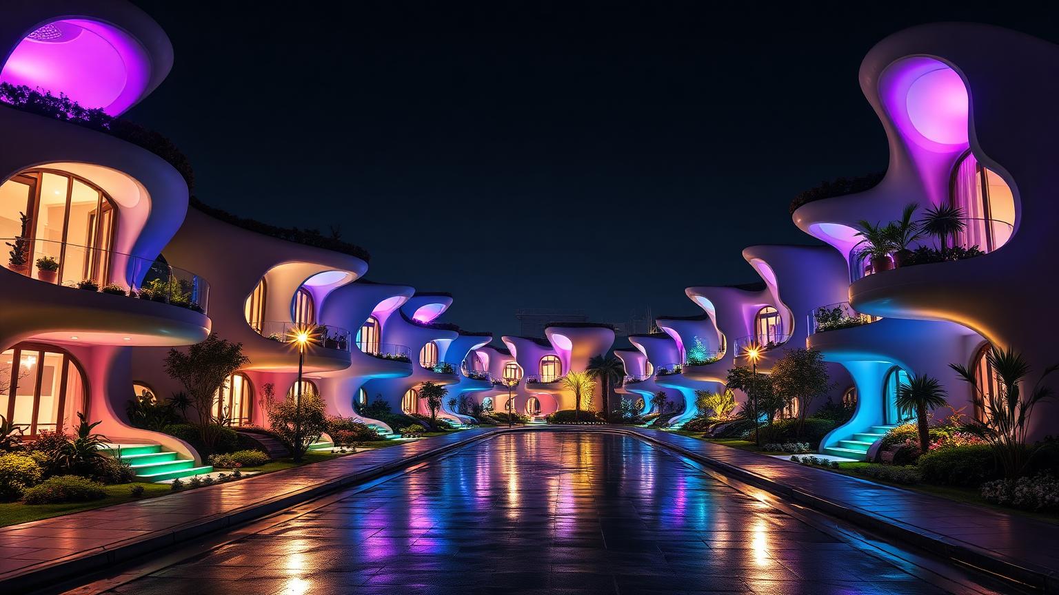 Eccentric and exotic forms replace the safe rectangle modern home and garden. Images Created by www.future-home.shop