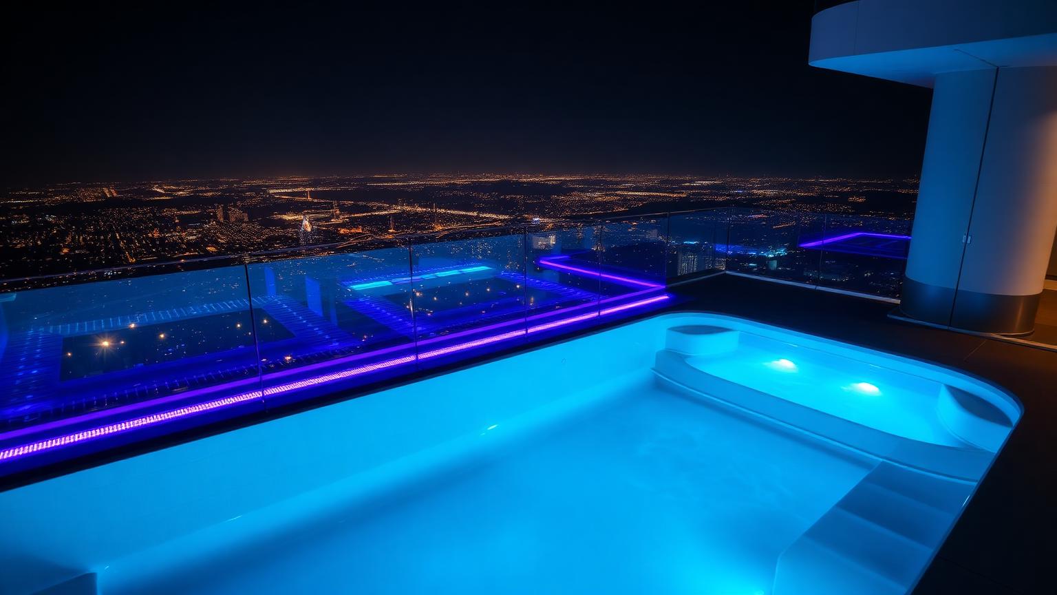 Glass-ended and rooftop pools that light the view modern home and garden. Images Created by www.future-home.shop