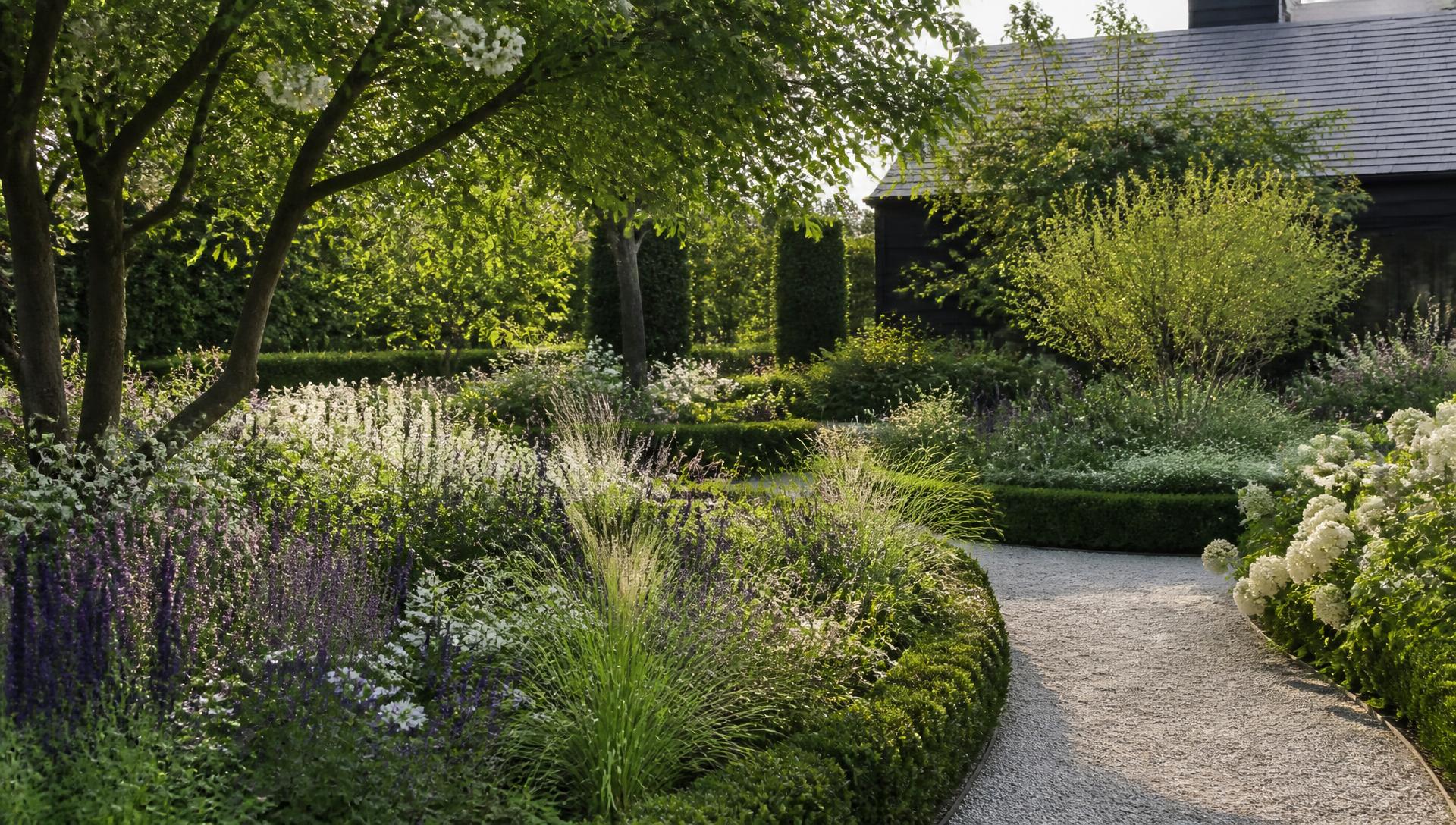 Garden Design Concepts Planting plans, trees, shrubs, flower beds and raised vegetable gardens for a small block. Images Created by www.future-home.shop