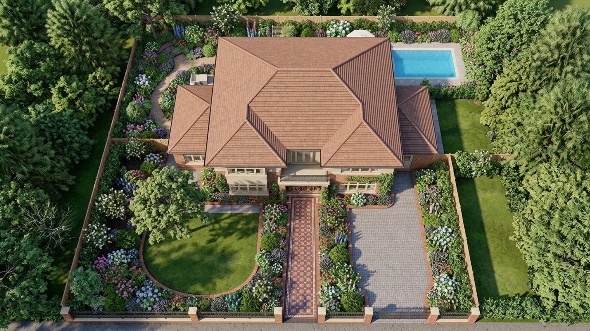 Heritage Home Designs design concept visualisation photo modern home and garden landscaping. Images Created by www.future-home.shop