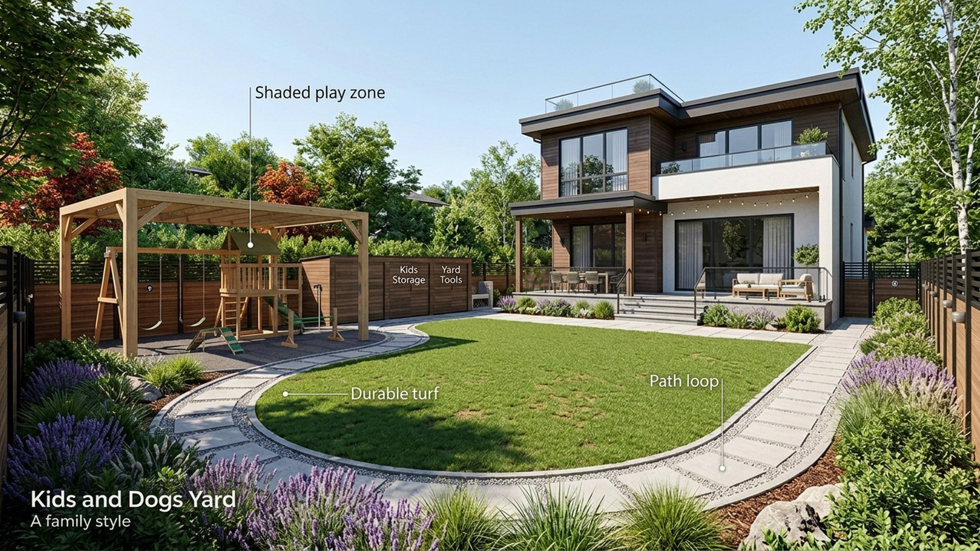 Kids Home Designs design concept visualisation photo modern home and garden landscaping. Images Created by www.future-home.shop