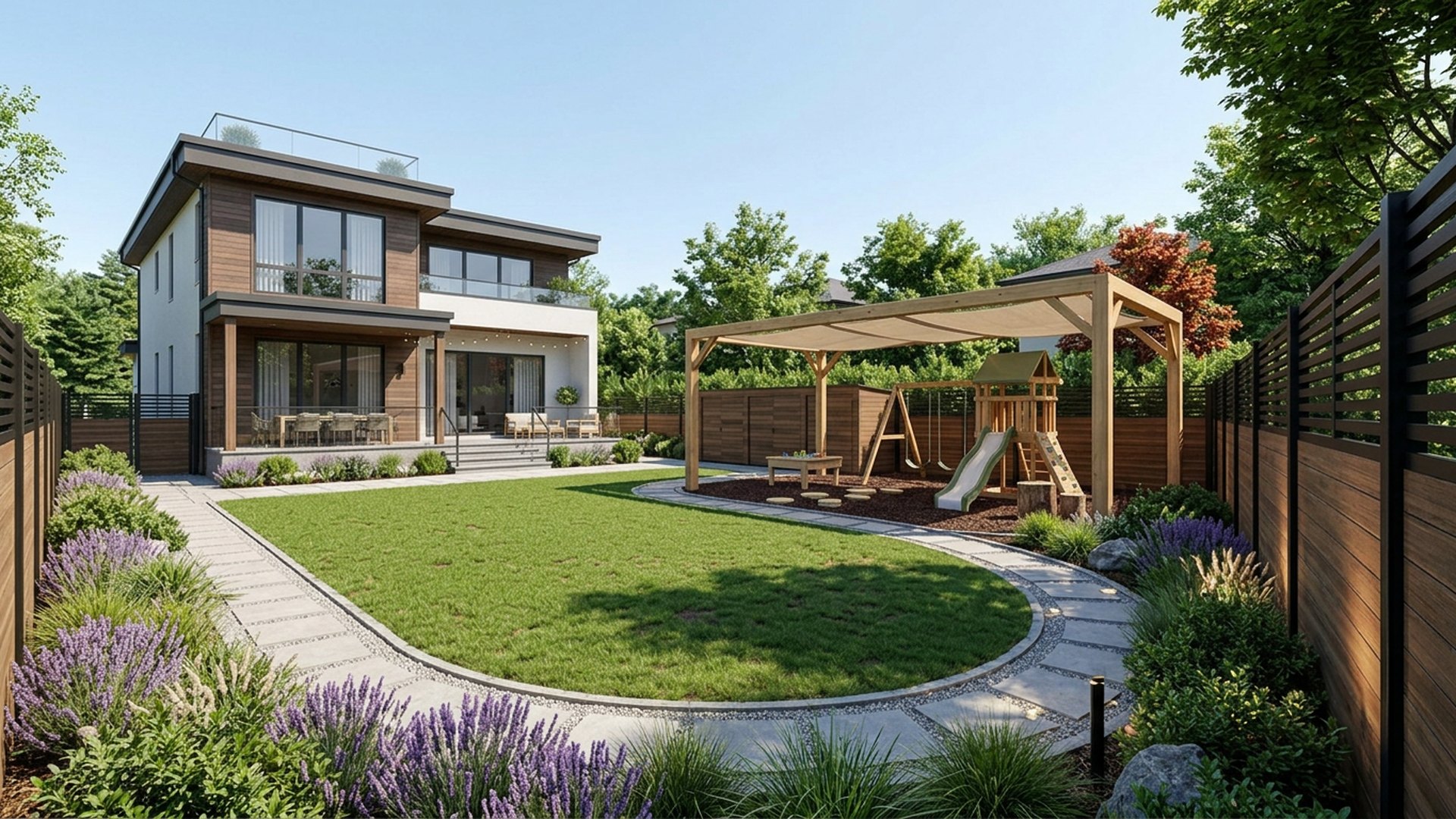 Kids Home Designs design concept visualisation photo modern home and garden landscaping. Images Created by www.future-home.shop