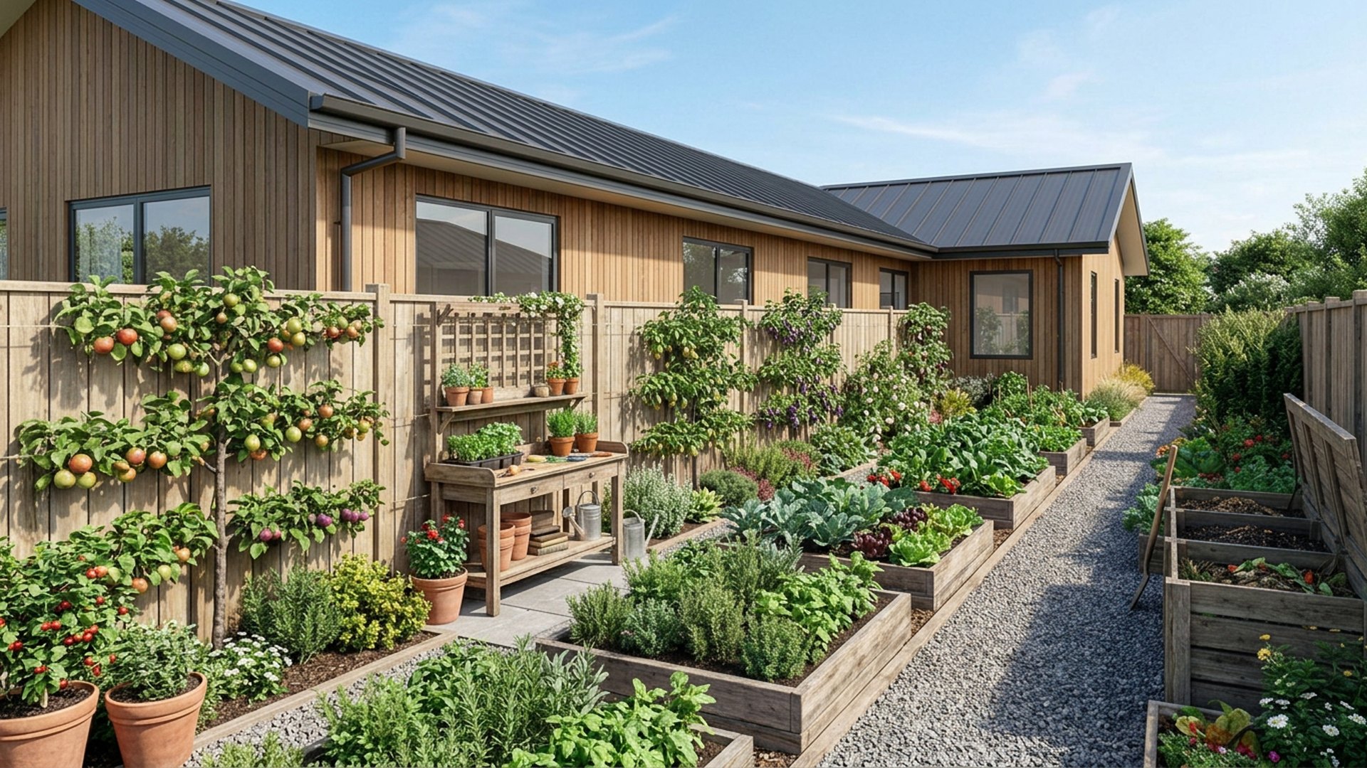 Kitchen Garden Designs design concept visualisation photo modern home and garden landscaping. Images Created by www.future-home.shop