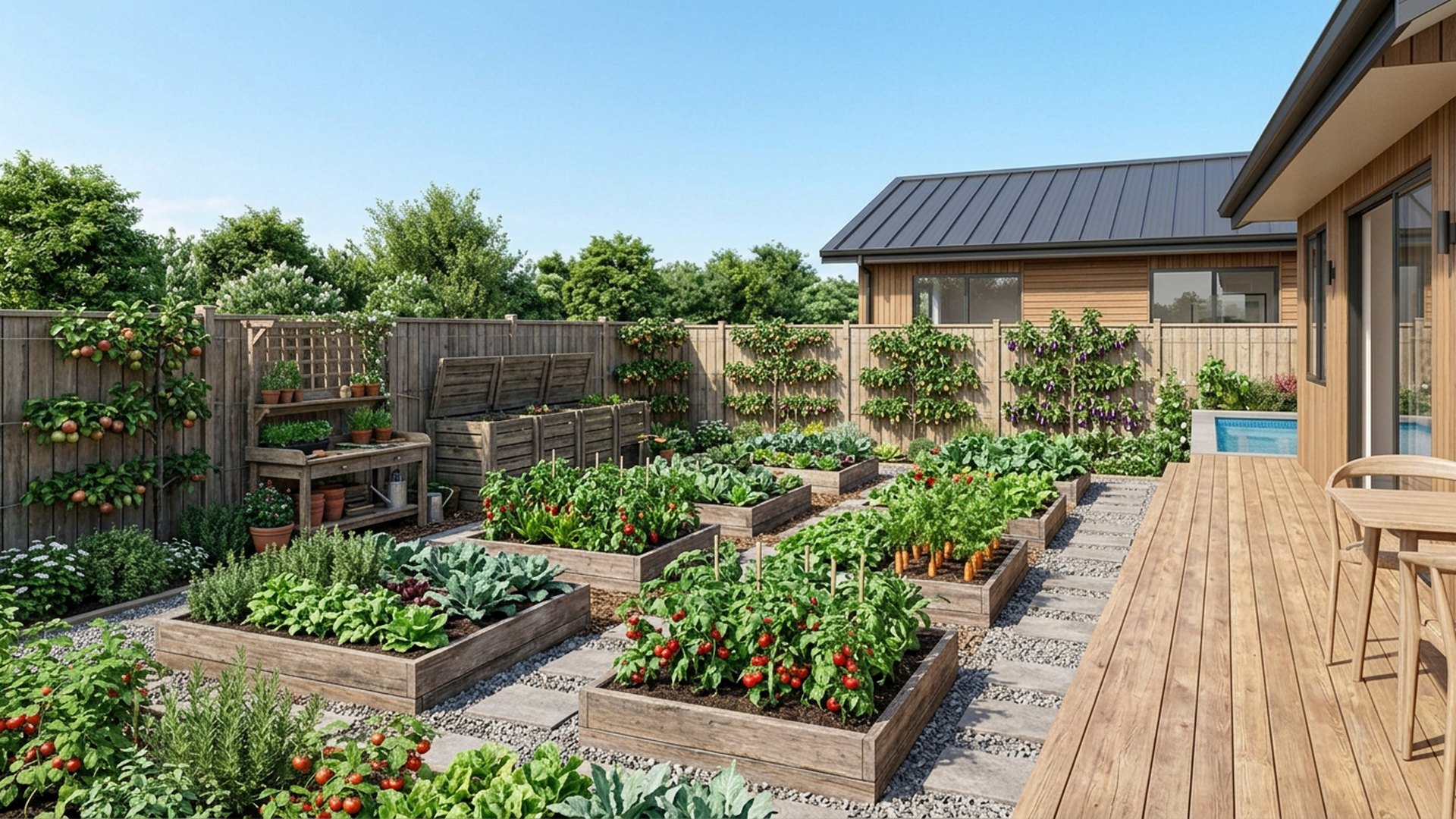 Kitchen Garden Designs design concept visualisation photo modern home and garden landscaping. Images Created by www.future-home.shop