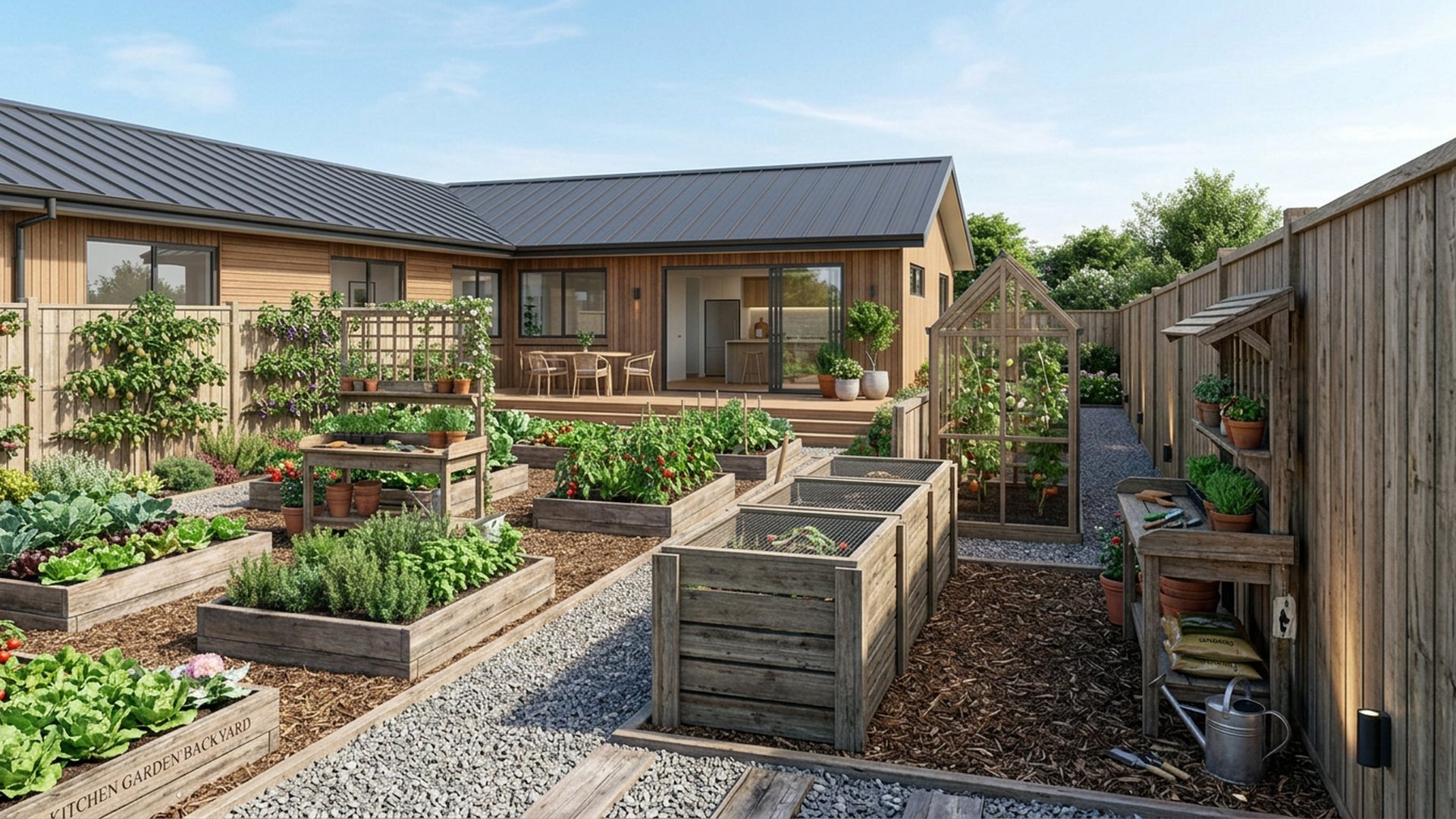 Kitchen Garden Designs design concept visualisation photo modern home and garden landscaping. Images Created by www.future-home.shop