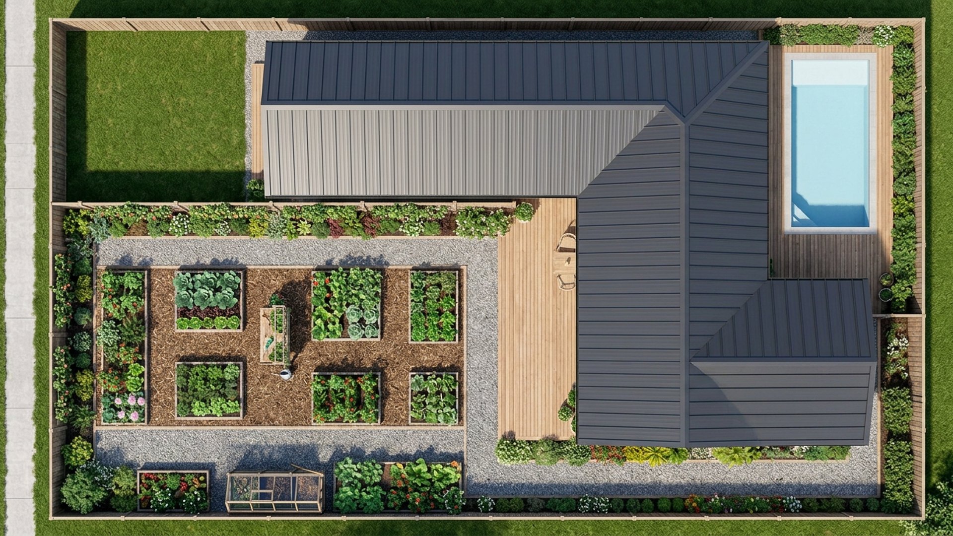 Kitchen Garden Designs design concept visualisation photo modern home and garden landscaping. Images Created by www.future-home.shop