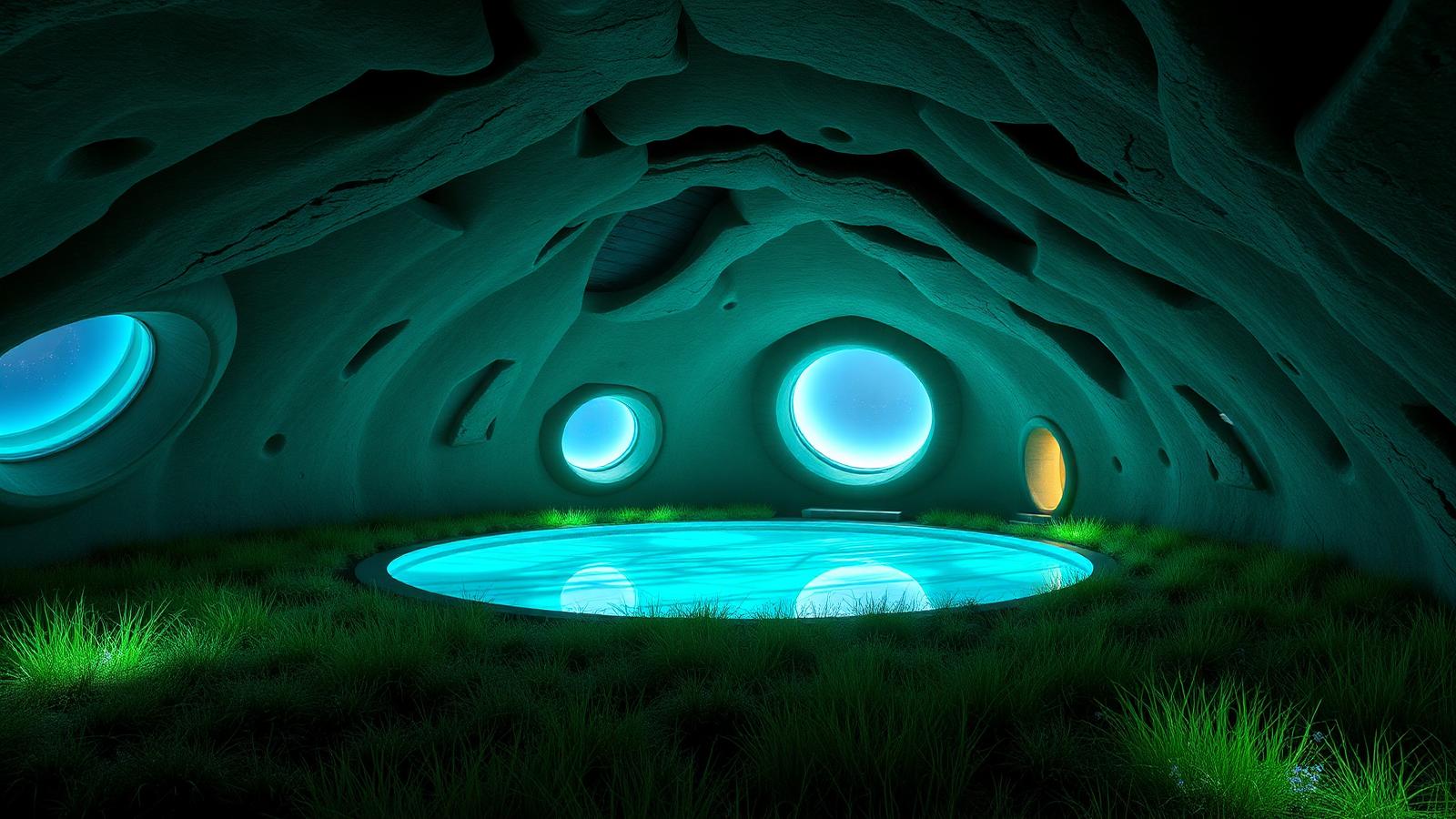 Mi Home Designs design concept visualisation photo futuristic neon lit future home. Images Created by www.Future-Home.Shop