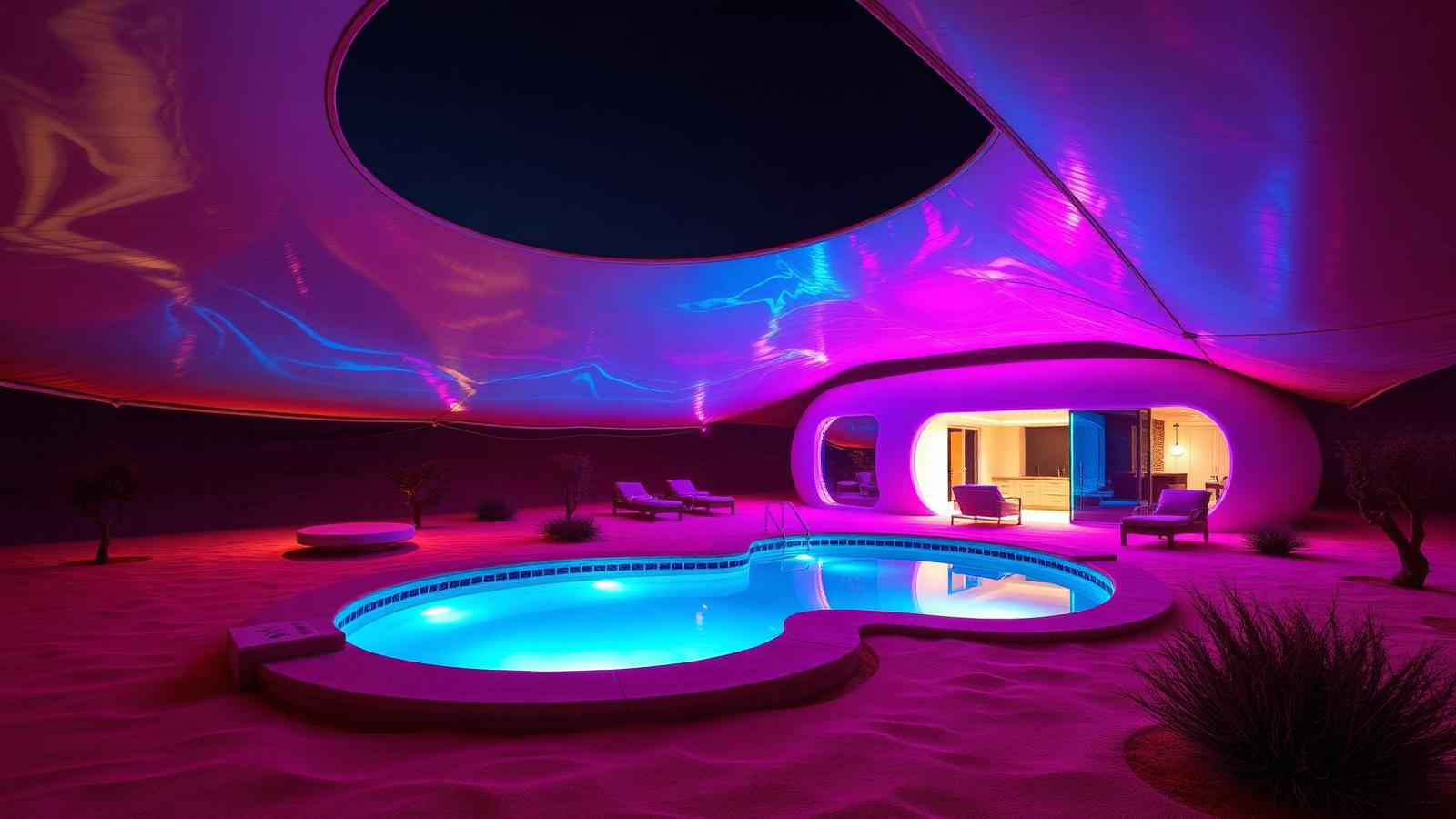 Mi Home Designs design concept visualisation photo futuristic neon lit future home. Images Created by www.Future-Home.Shop