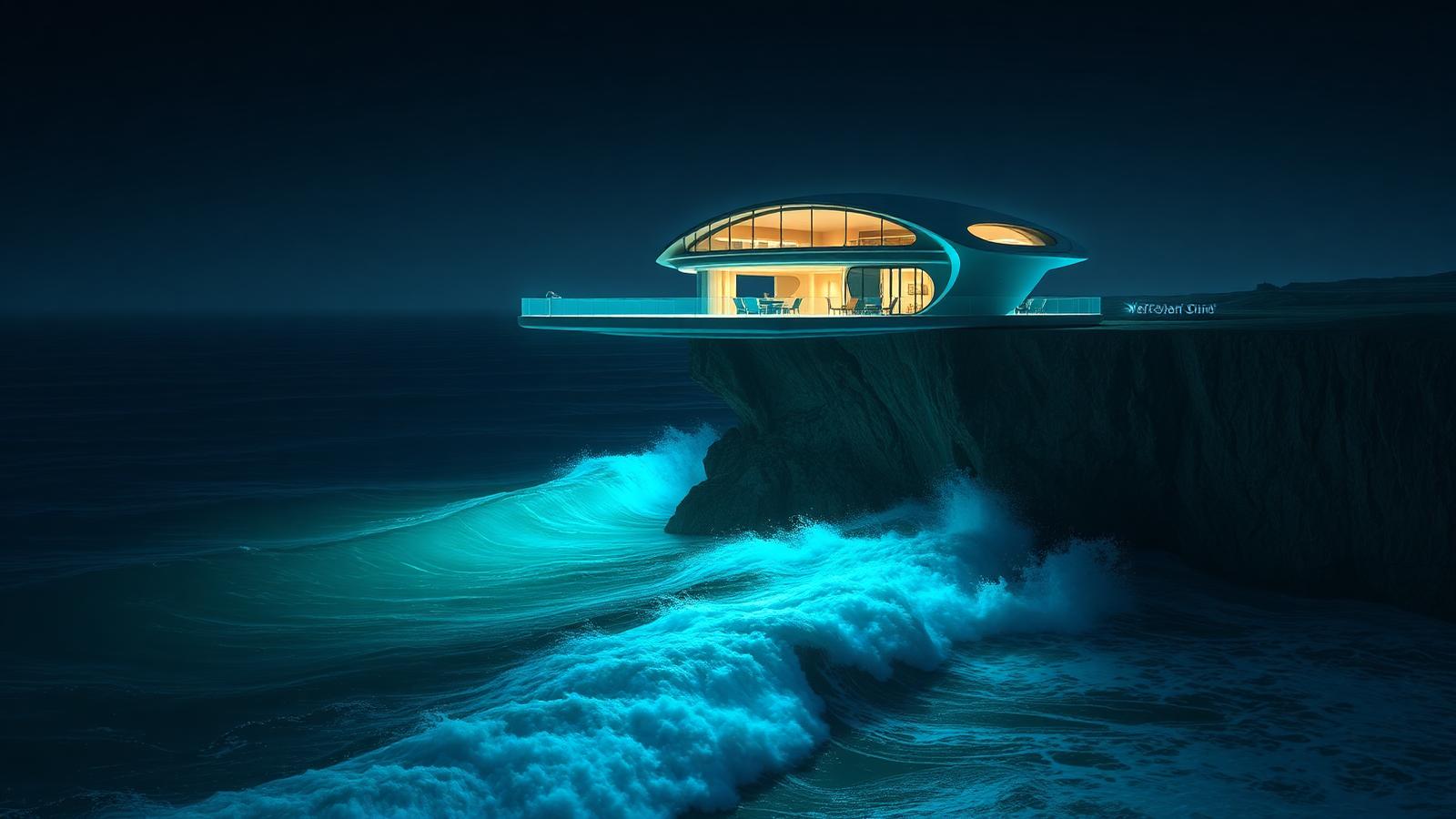 Mi Home Designs design concept visualisation photo futuristic neon lit future home. Images Created by www.Future-Home.Shop