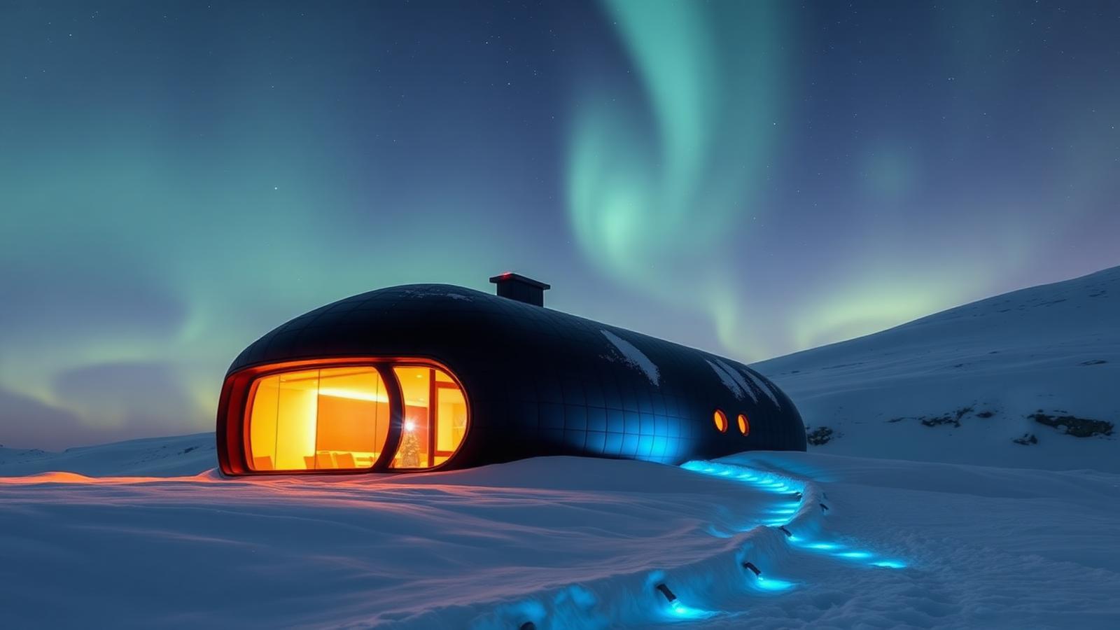 Mi 07 Snow Home Designs design concept visualisation photo futuristic neon lit. Images Created by www.Future-Home.Shop