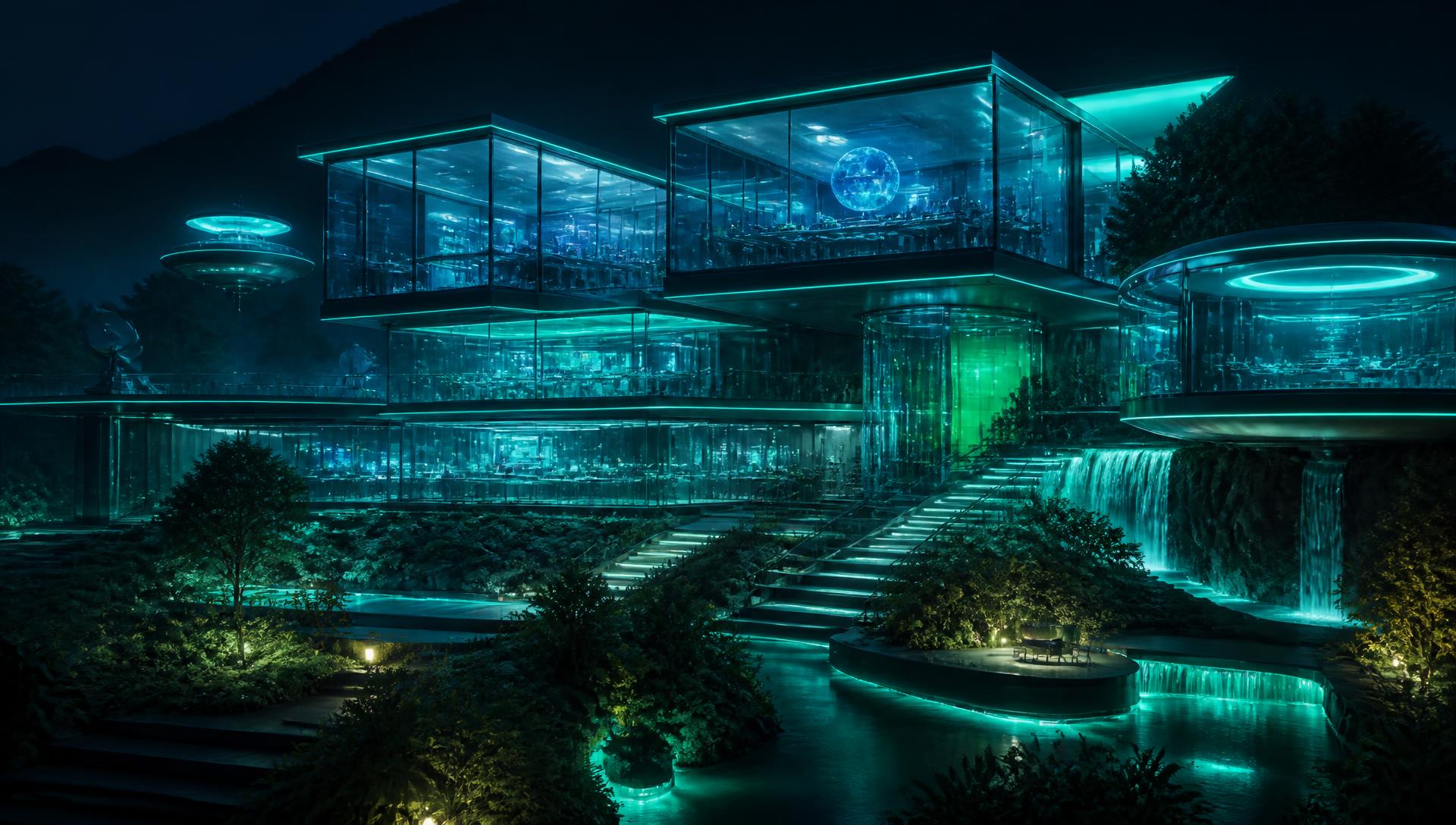 Mi Hero Home Designs design concept visualisation photo futuristic neon lit future. Images Created by www.Future-Home.Shop